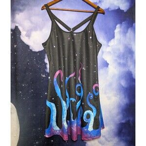 Galaxy Tentacle Cosmic Print Dress Size 14 Whimsigoth Festival Octopus